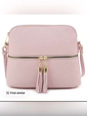 Malibu Skye Blush Pink Lunar Dome Vegan Leather Crossbody Tassel Bag